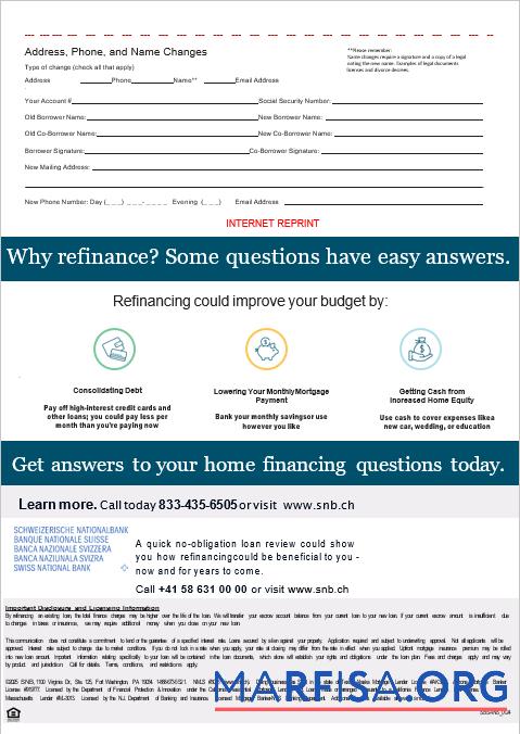Realistic Switzerland Swiss National Bank SNB mortgage statement in Word and PDF formats, 3 pages 3 sample
